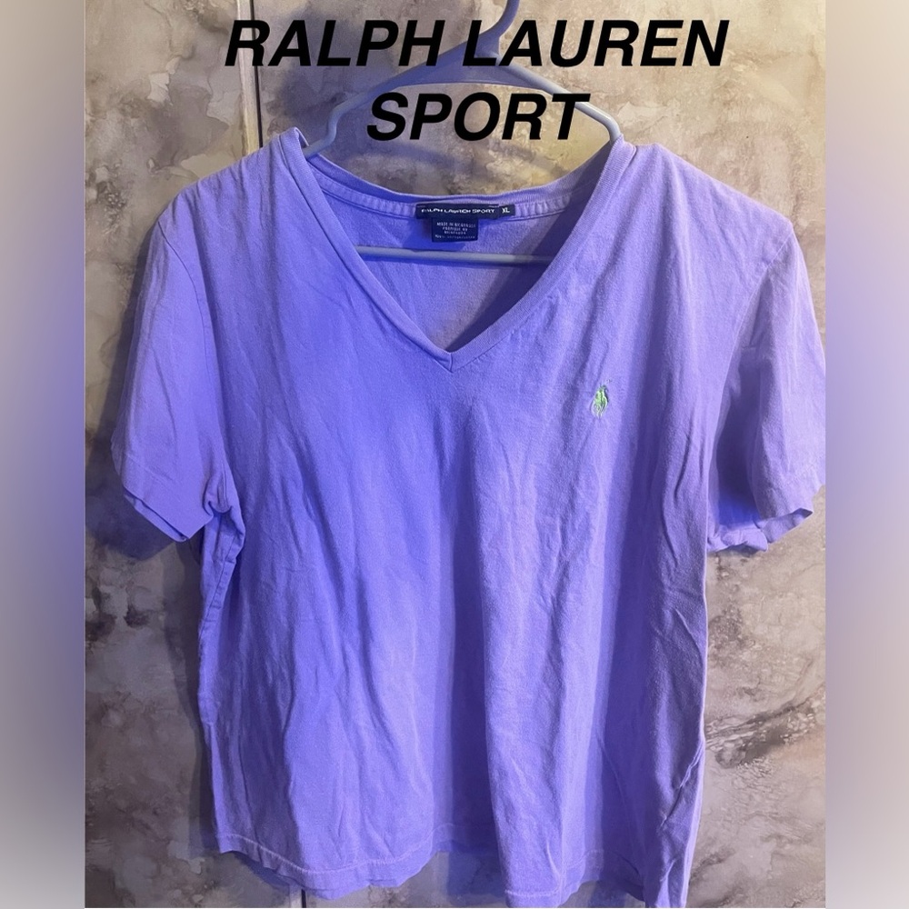 Ralph Lauren Sport Purple V-Neck T-Shirt with Logo XL